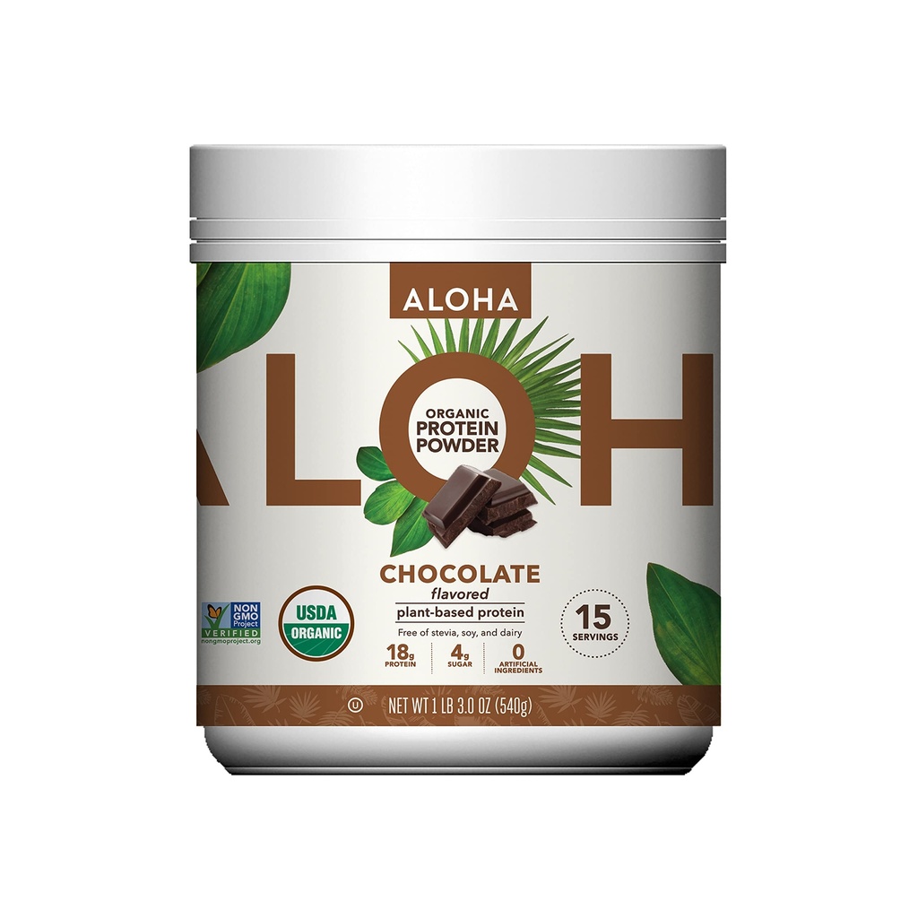ALOHA Organic Plant Based Protein Powder, Stevia Free, Chocolate, 19.6 oz, 15 Tarjoukset