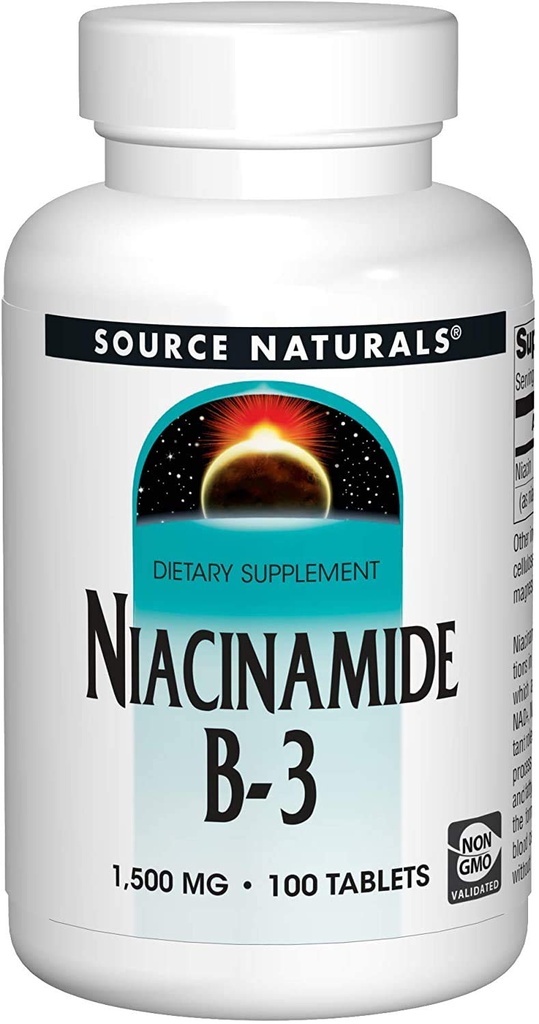 Lähde Naturals Niacinamidi 1500 mg, 100 Tabs (2 pakkaus)