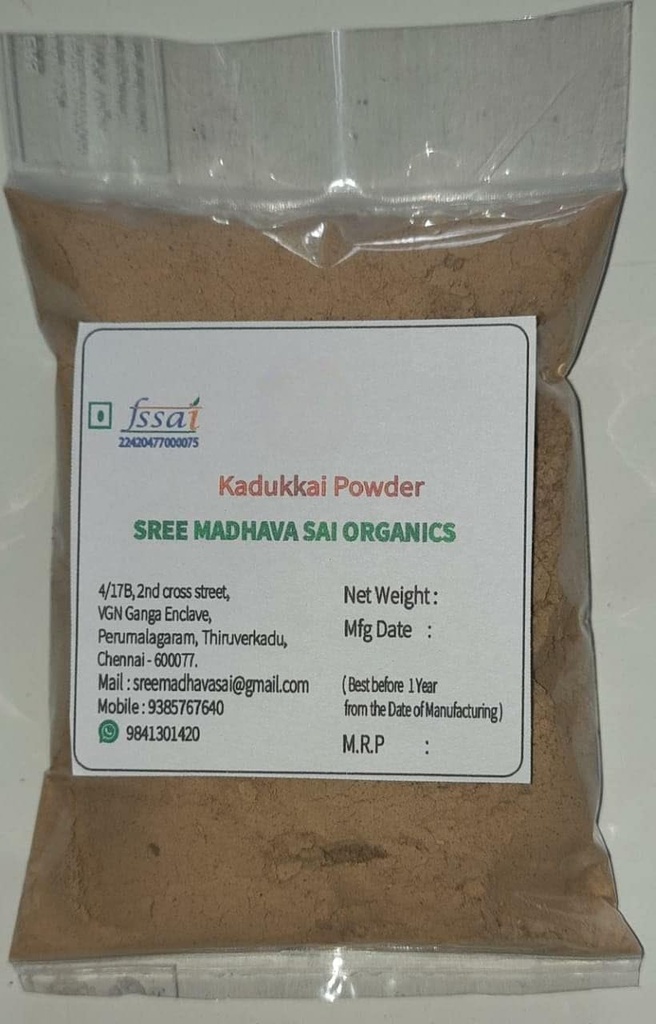 Kadukkai, Haritaki Powder för att äta, dricka, konstipationChurna, viktminskning (100Gm) Mörka Cirklar Herbal Hair Growth, Face and Skin.