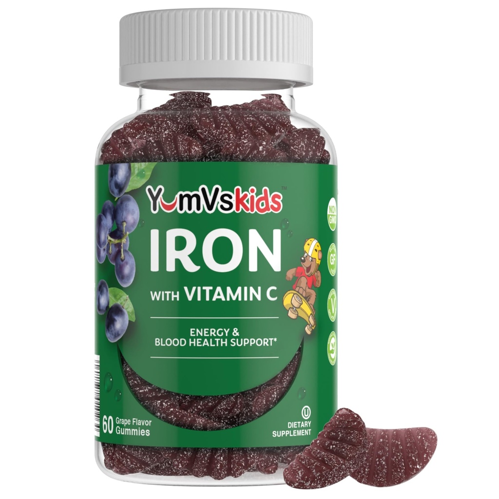 Rauta Supplement for Kids 5 mg Lapset Gummies kanssa C-vitamiinia ... Suuria makupaloja Rypäleenmaku ... Tukee Immuuniterveys & auttaa rautapuutos ... Vegan, Kosher, ei-GMO 60 Count
