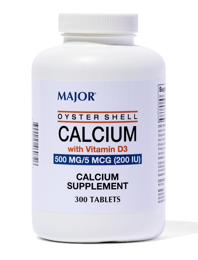 Majuri Oyster Shell Kalsium D3 500 mg / 5 mikrog (200 IU) - Päivittäinen kalsiumlisä - 300 tablettia (1 pakkaus)