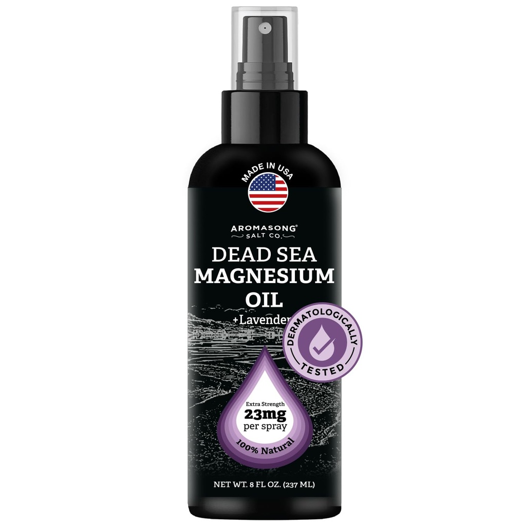 Aromasong Magnesium Spray Lavender - Extra Strength (23 mg Each Spritz) 8 Oz - Natural ja Pure Magnesium Oil Spray - Made in the USA - for Leg Discomfort and Promotes a Rauhoitu.