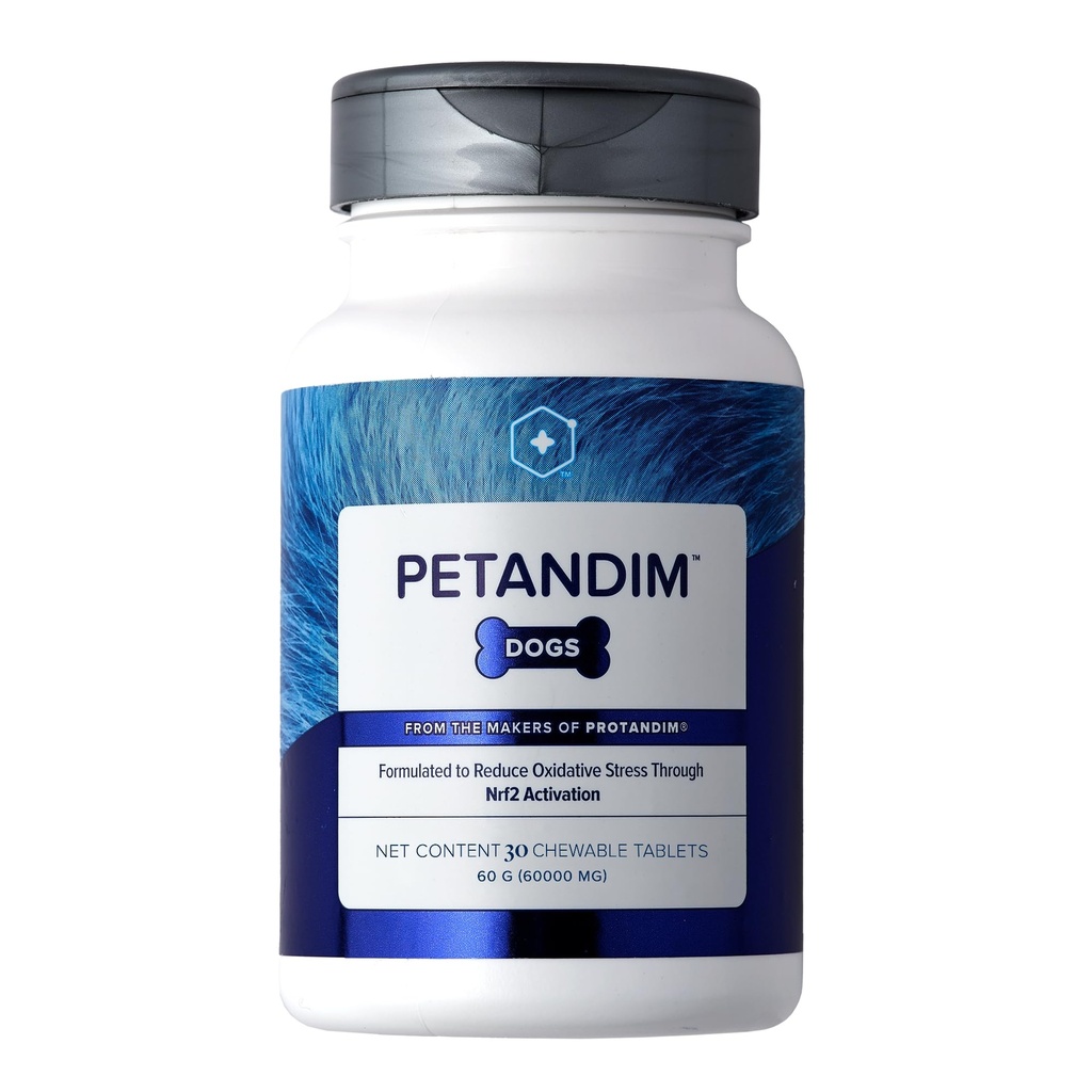 Petandim Dog Vitamiinit (30 purutablettia), antioksidantit Vähennä hapettavaa stressiä, Joint Supplement koirille, iholle ja turkki täydentää, Omega-3 & Collagen koirille, kana + pekoni maku