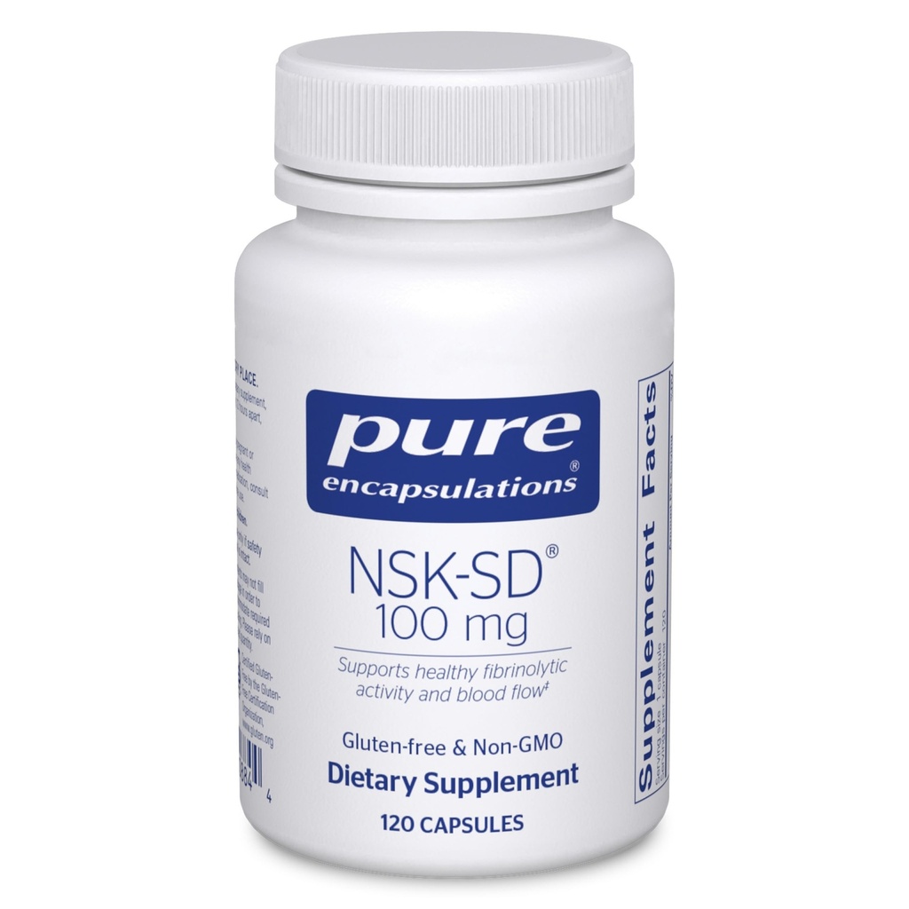 Rena inkapslingar NSK-SD - 100 mg Nattokinase - för normalt blodcirkulation - stöder fibrinolytisk aktivitet * - Glutenfri och icke-GMO - 120 kapslar