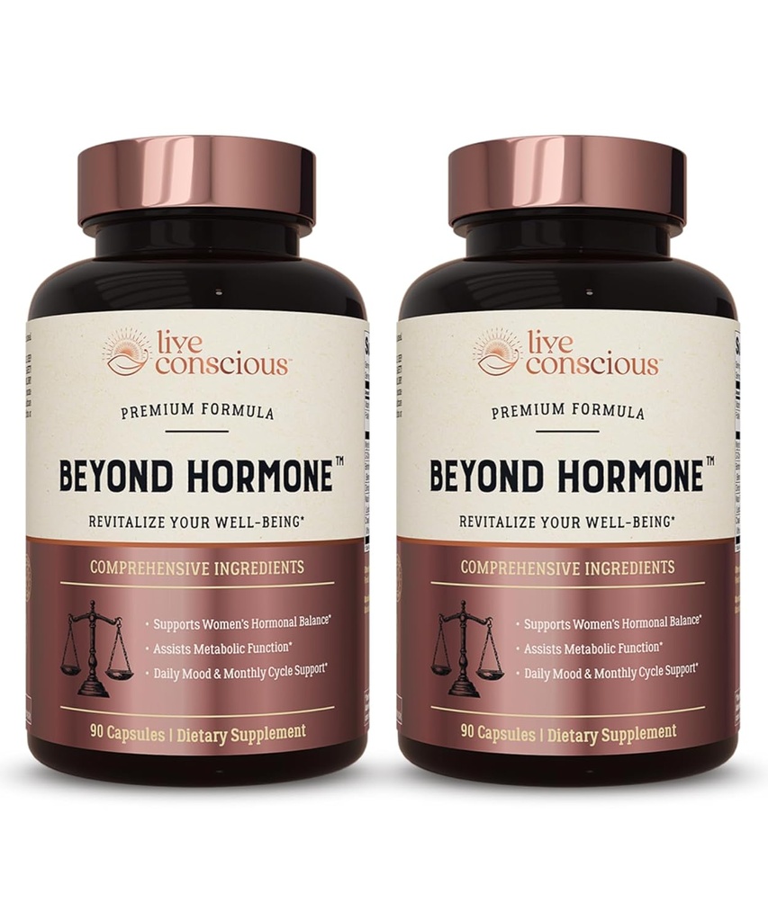 Live Conscious Beyond Hormone Daily Menopause & PMS Supplement - Aineenvaihdunta Tuki & Terve Estrogeeni tasapaino naisille - berberiini, DIM, Chaste Tree Berry, Maca Root, Myo & D-Chiro-Inositol - 90 Ct.