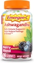 Emergen-C-vitamiini C ja Ashwagandha Gummies, ravintolisä immuunitukea, Berry Blend, Takaisin koulun Essentials - 36 Count