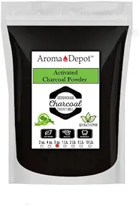 Aroma Depot 8 oz. Coconut Activated Charcoal Powder - Stöder Hälsa, Vegan, icke-GMO, Inga tillsatser, Mat Grade, Teeth Whitening Powder, Charcoal för Facial Scrub och Soap Making. (8 oz.)