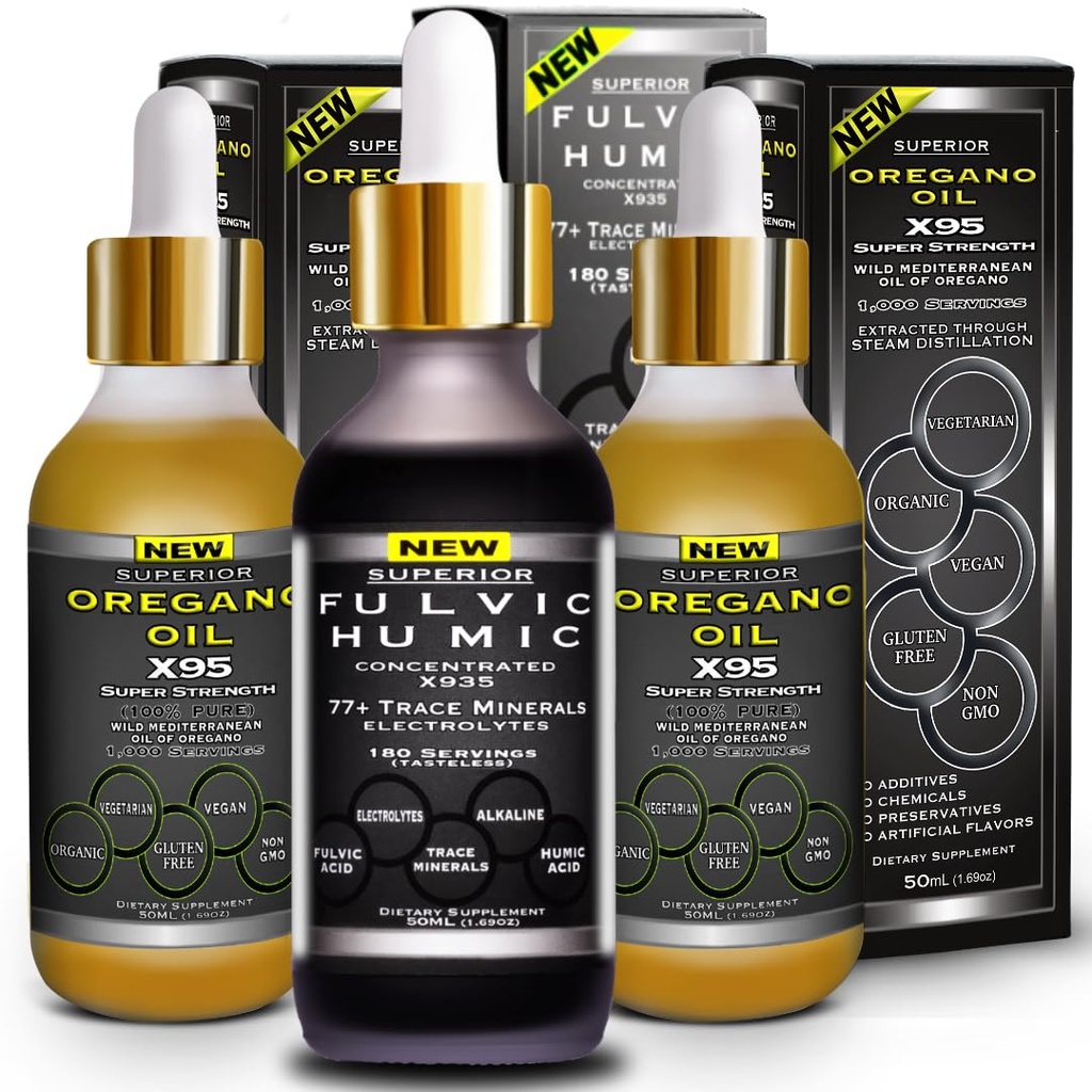 Fulvic Huulihappo Ionic Trace Minerals Elektrolyyttejä Liquid Supplement Plus Oregano Oil Drops Super Strength Lisää Versatile Sitten Öljy Oregano Softgels ja kapselit