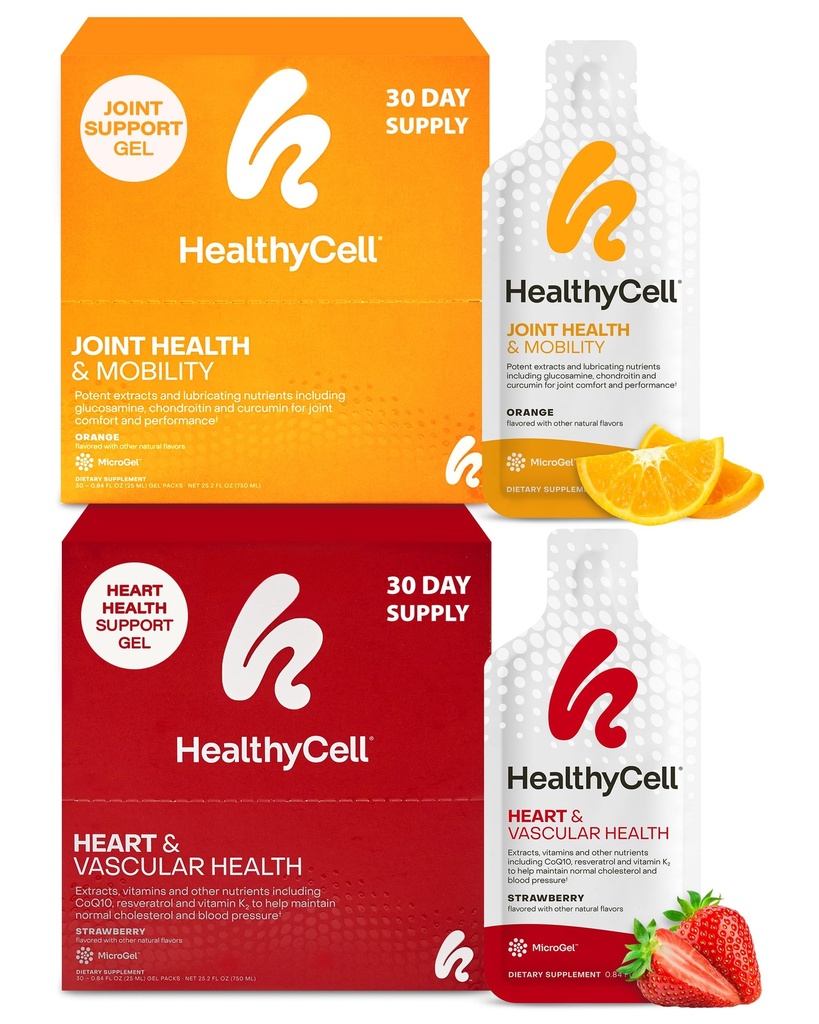 Healthycell Heart & Vascular Health + Joint Health & Mobility Supplements för Män & Kvinnor Bundle