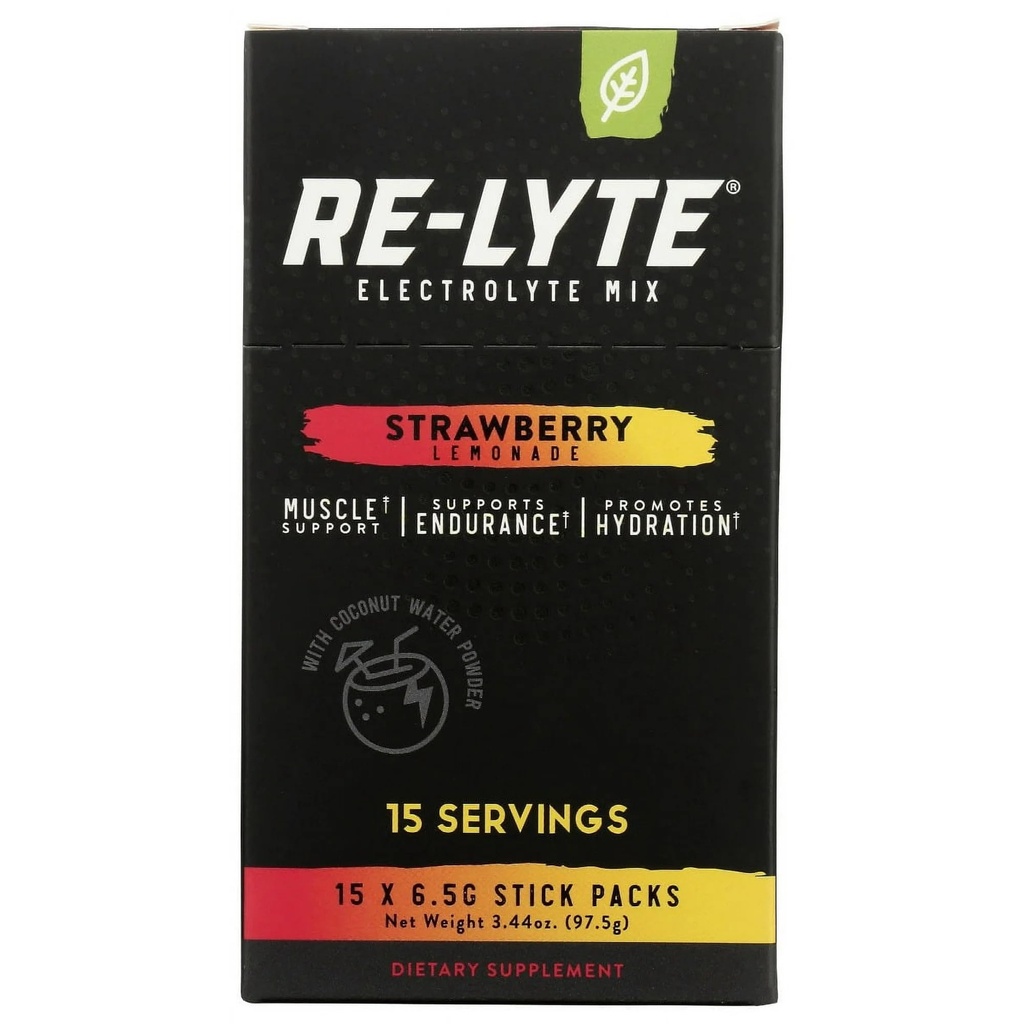 RELYTE Re-Lyte Electrolyte Drink Mix Strawberry Lemonade 15 Tarjoilut Paketit 3.44 oz.
