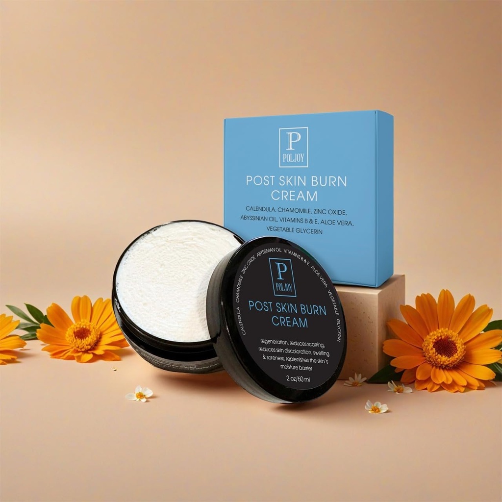 Skin Burn Cream, Sunburn Cream för First Aid Treatment, Hydrates & Repairs Skin med Aloe Vera, Shea Butter, Zink Oxide, Calendula, Coconut Oil & Vitamins B & E, Kitchen & Travel Use