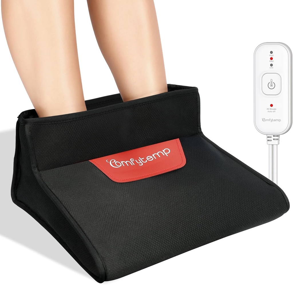 Comfytemp Electric Heated Foot Warmer för män och kvinnor,3D Foot Heating Pad för Cold Feet Ankles Relief, Dry Heat Feet Sanua Under Desk 45Auto Stäng av med 3 Heat, Office Home Winter