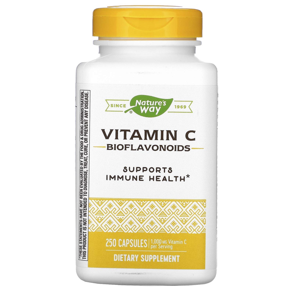 Luonnon tapa C-vitamiini Bioflavonoidit, Immuunituki*, korkea teho C-vitamiini per 2-kapseleita tarjoilu, edistää Collagen*, 1000 mg per 2-kapseleita tarjoilu, 250 kapselia (Pakkaus toukokuussa Vary)
