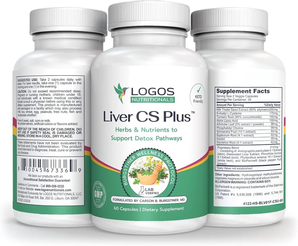 Logos Nutritionals-Liver CS Plus-60 Powerful Liver Detox Formula Veggie Caps-Increasing Glutathione och Lowering Oxidative Stress.