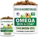 BARK & SPARK Glukosamin Dog Treats + Omega 3 för hundar Bundle - Hip Support och Joint Pain Relief Supplement + Fish Oil Chews for Shedding, Skin Allergy, Itch Relief, Skin and Coat Supplement