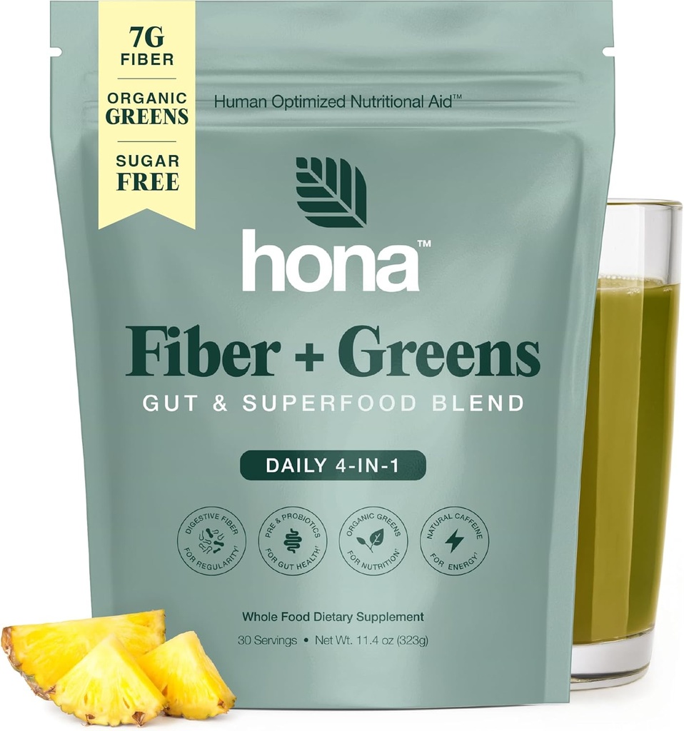 Gut & Superfood Blend, Greens Powder med prebiotika, Probiotika, Fiber & Natural Caffeine, Gluten Free, Sugar Free, Dairy Free, Vegan Non GMO Greens Superfood Powder, 30 Srvgs
