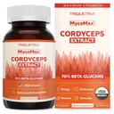 Organic Cordyceps Mushroom Extract - 70% Beta Glucans - Högsta aktiva näringsnivåer, Max Potency Cordyceps kapslar, US Grown + Ultrasonic Extraction - Prestanda, immunitet och energi - 60 kapslar