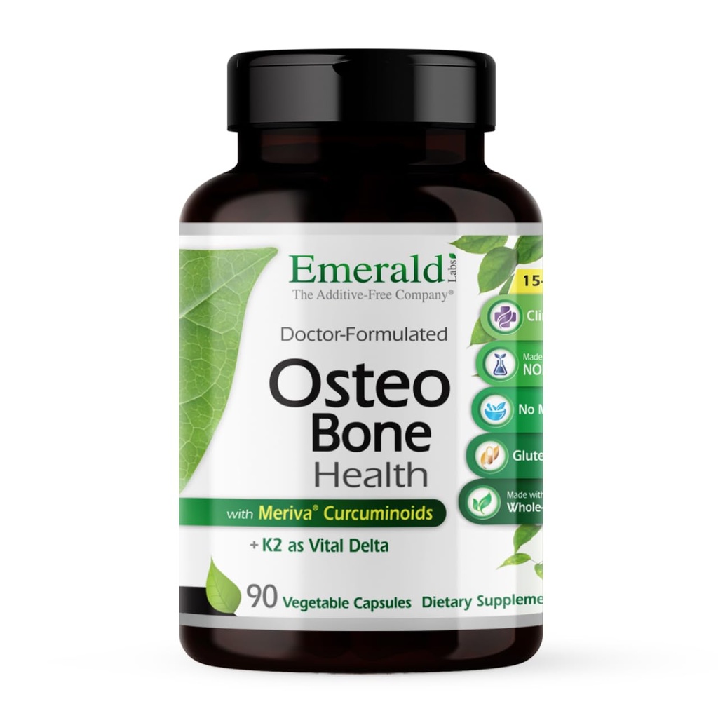 EMERALD LABS Osteo Bone Health - Immune Support & Bone & Joint Supplement med vitamin D3, K2, Calcium, Magnesium, OptiMSM, Meriva Phytosome & More - 90 Vegetable Capsules