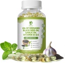 Lukaree Oregano Oil Capsules with Black Seed Oil, Valkosipuliöljy, D3-vitamiini E, 99% Korkea väkevä karvakroli - antioksidantti, Immuuni- ja digestiivinen tuki*, 120 Softgels Caps, 60 päivän tarjonta, ei GMO GMP