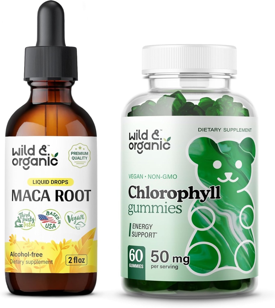 Luonnonvarainen ja orgaaninen Maca Root Tincture 2 fl oz & klorofylli Gummies