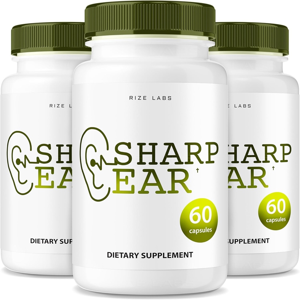 Rize labs Sharp Ear Capsules, Pills for Clear Hearing, Supplement to Restore Hearing Health, Advanced Formel Maximum Strength - Pack med 3 (180 kapslar)