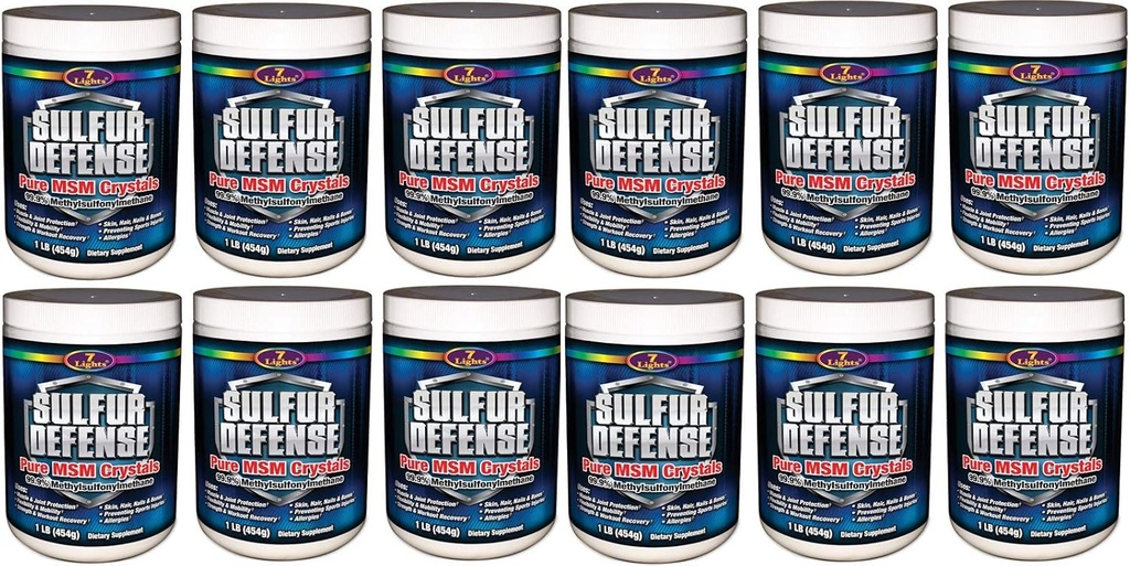 7 Valot Rikki Defense, Pure 99,9% MSM (Metyylisulfonyylimetaani) Kiteet, 1 punta, Case Pack 12