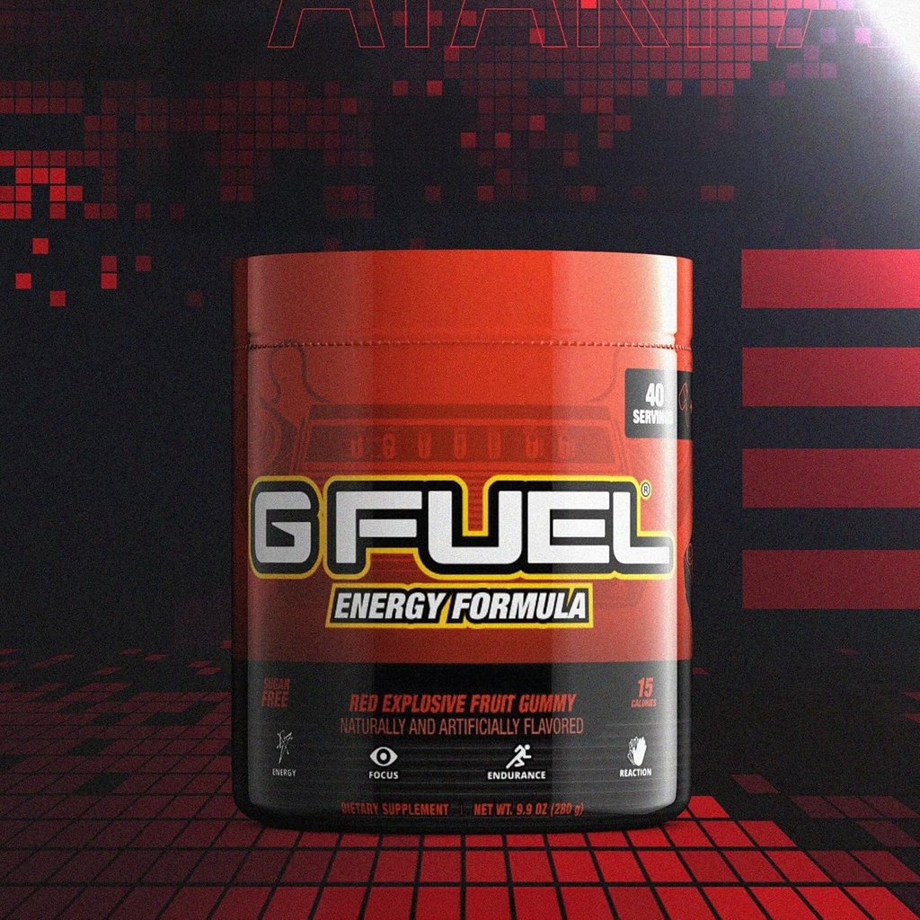 G Fuel 2600+TM Energy Drink Powder, Pre Treeni kofeiini Mix Gaming, Sugar Free Focus Amino, vitamiini + antioksidantteja, 9,9oz (punainen räjähtävä hedelmä gummy, 40 tarjoilua)