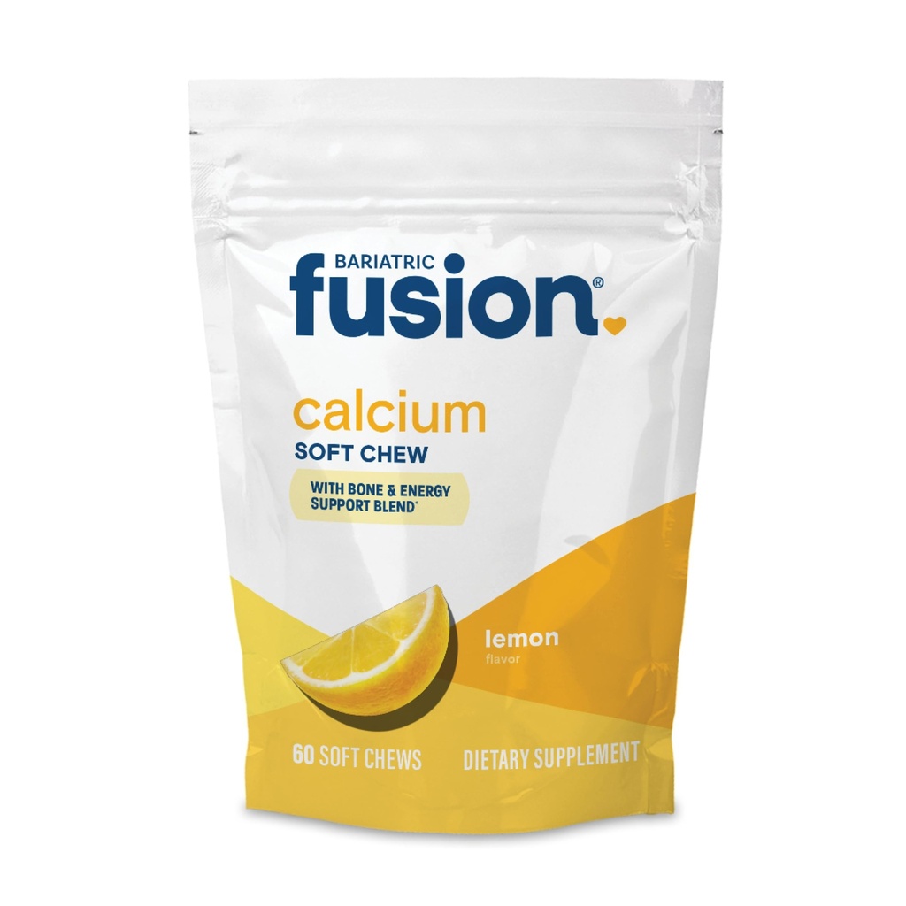Bariatric Fusion Bariatric Calcium Supplement Chews | Calcium Citrate med vitamin D3 Bariatric Vitamin | Sugar Free Chewable | 500mg | Lemon | 60 greve