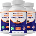 Vitamatic 3 pakkaus fermentoitu mustavalkosipuliuute 1000 mg 60 kapselia - ei-GMO, gluteeniton - (yhteensä 180 kapselia)