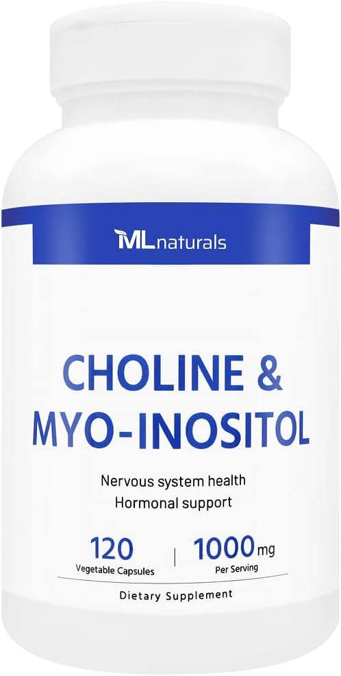 ML Naturals Koliini & Myo-inositoli 120 Kasvikapselit, NSF-sertifioitu & cGMP- compliantti