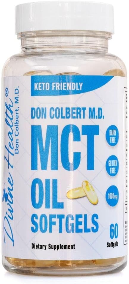 Dr. Colbert, MD MCT Oil Softgels . by Keto Zone & Divine Health ... 1000mg from Organic Coconuts... 60 Softgels
