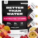 Electrolyte & Vitamin Supplement Powder, Drink Mix med B12, L-Theanine, D3, K2, Zink, Magnesium, Kalium, Stöder Calm Focus & Energy, Variety Pack 1, 15 Pack