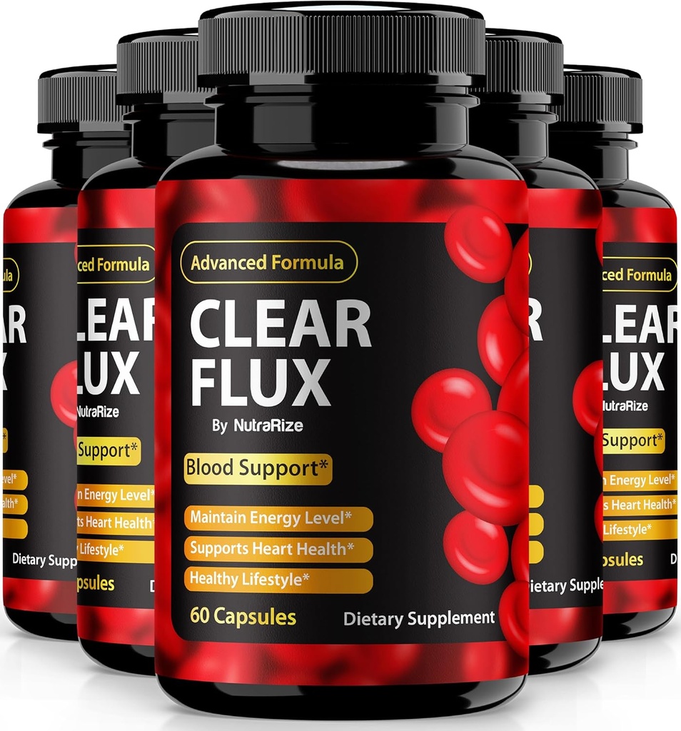 (5 pakkaus) Tyhjä Flux pillereitä, Virallinen ClearFlux kapselit, Kaikki luonnolliset tuki, Premium tuki säilyttää vakaa tasot ja terveitä verenkierto, Natural Clear Flux Health Review (300 kapselia)