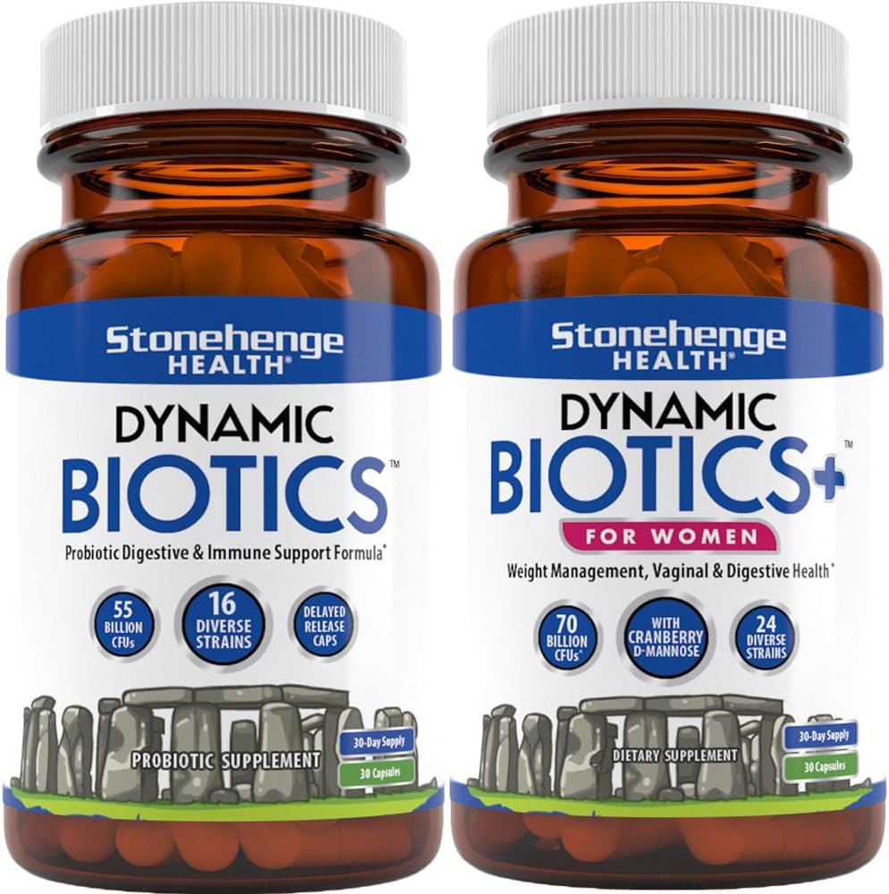Stonehenge Health Dynamic Biotics + Dynamic Biotics+ naisille Probiootit Bundle lisäravinteet tukea digestiivinen & feminiini terveys