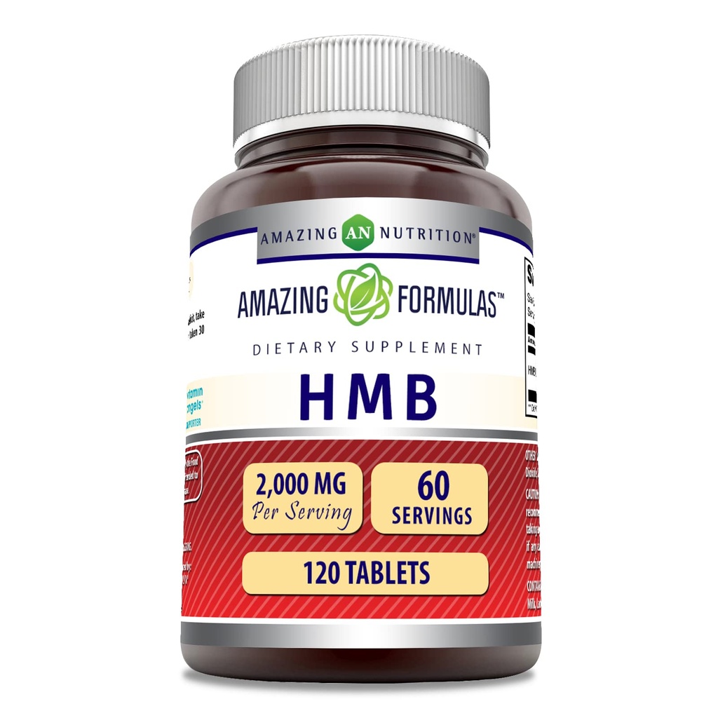 Fantastiska formler HMB (Beta-Hydroxy Beta-Methylbutyrate) Supplement | 2000 Mg Per Servering | 120 tabletter | Icke-GMO | Gluten Free | Made in USA