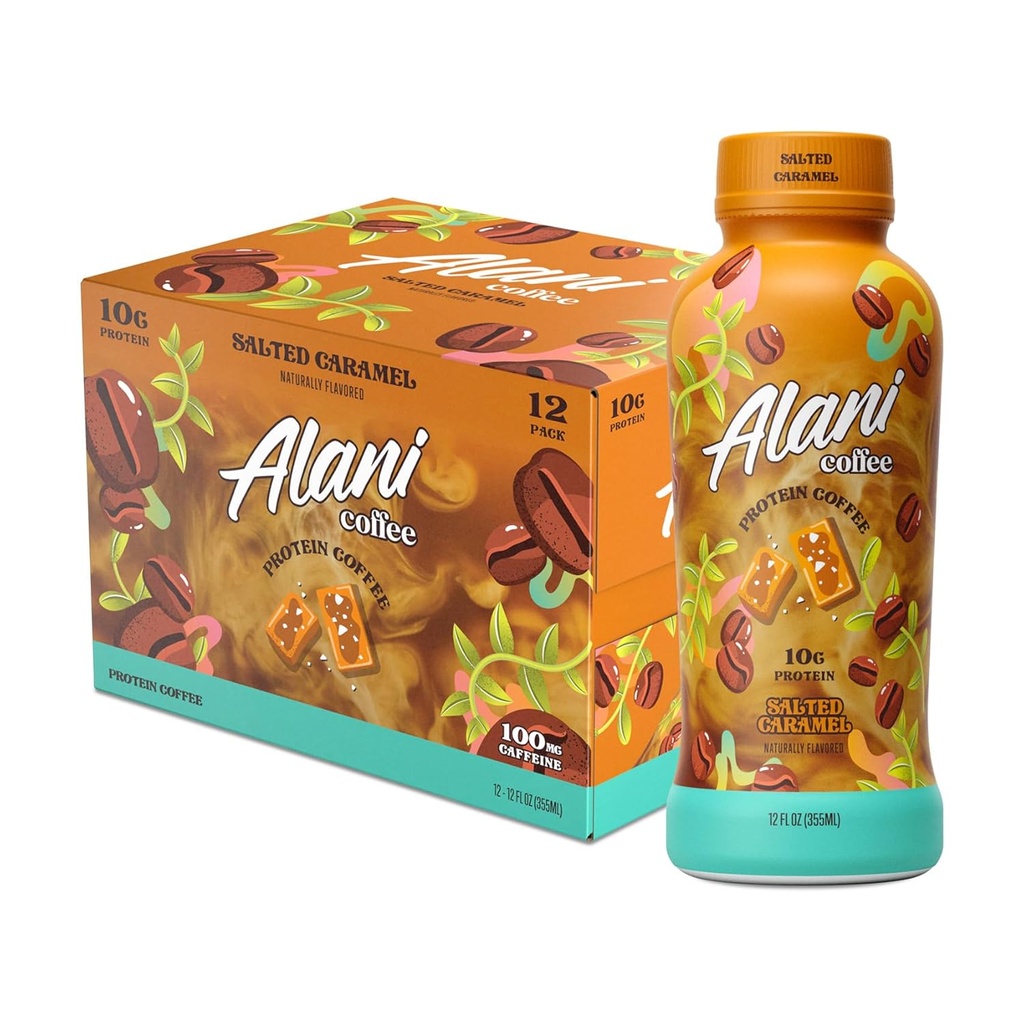 Alani Nu Proteiini Kahvi SALLITTU CARAMEL Valmiina juomaan kylmä Brew kanssa 10 g proteiinia 100 mg kofeiini ... 90 kaloreita, luonnollisesti maustettu...