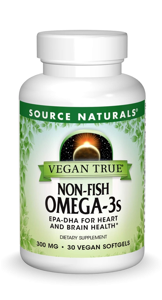 Source Naturals Vegan True, ei-kala Omega-3s, EPA-DHA tukee sydämen ja aivojen terveyttä*, 300 mg - 30 Vegan Softgels