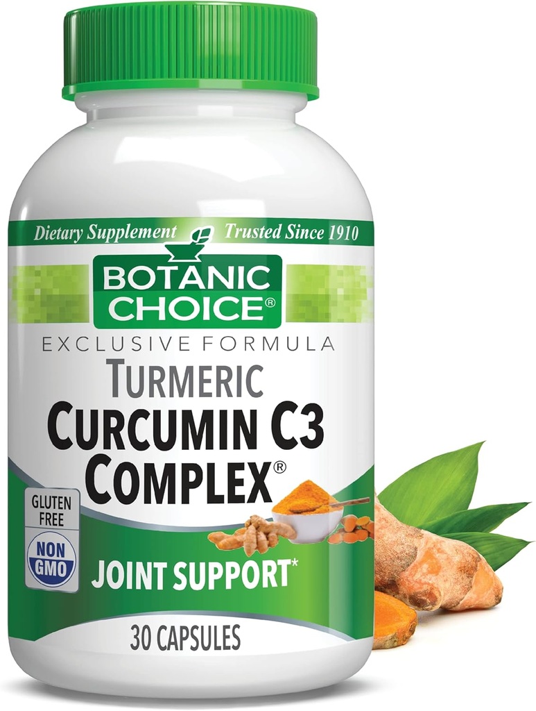Kasvitieteellinen valinta Curcumin C3 Complex Bioperine - Aikuisten päivittäinen täydennysosa - 30 pillereitä