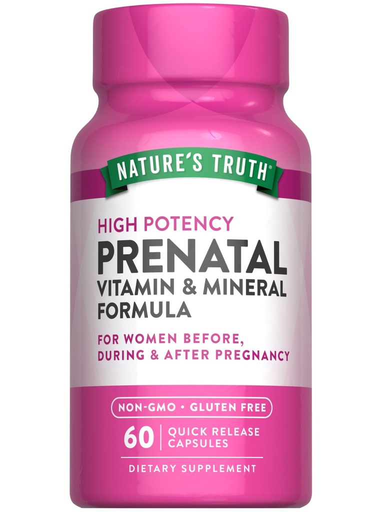 Naturens sanningsprenatala vitaminer med folsyra | 60 kapslar | Non-GMO & Gluten fri tillägg