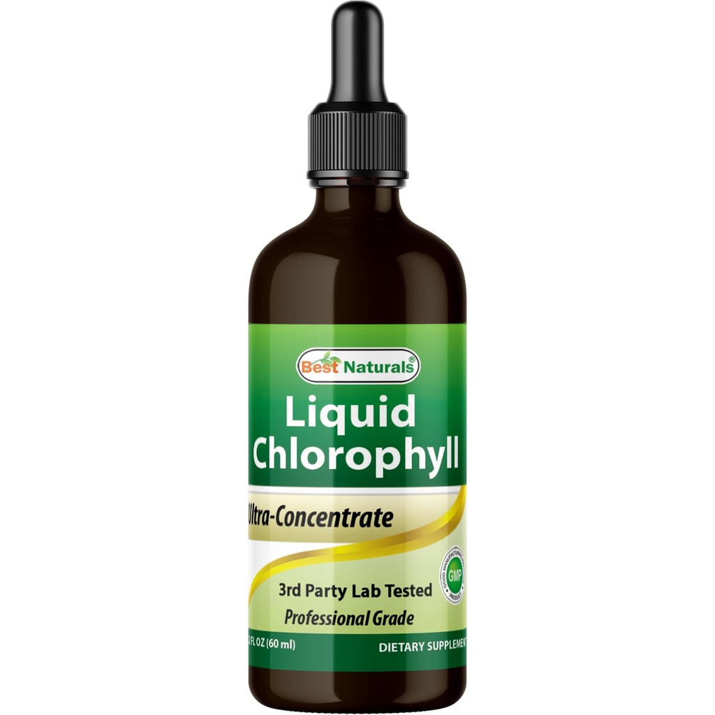 Bästa naturliga flytande klorofyll droppar - 50 mg - 120 portioner per glasflaska - 2 FL OZ