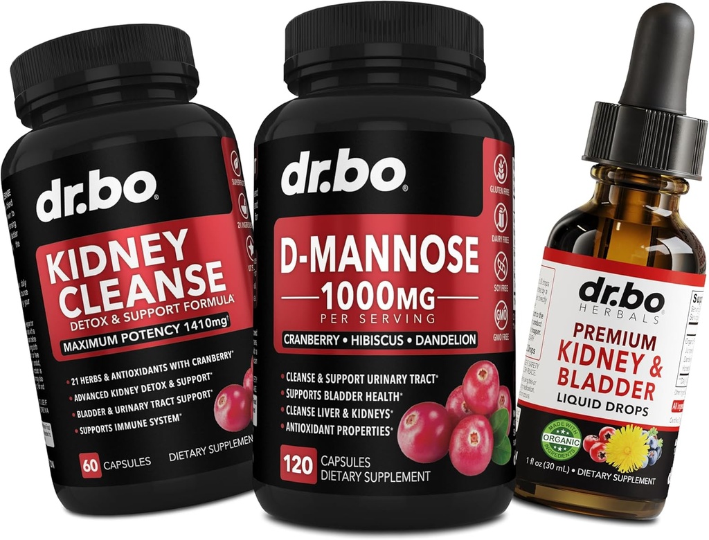 Munuaisten puhdistus ja D Mannoosi lisäravinteet - Munuaiset Detox ja virtsarakko Tuki Nestemäiset tippa täydentää, D-Mannose 500 mg 1000 mg kapselit - DMannose Cranberry, Tuki Munuaiset, virtsarakon ja virtsateiden terveys