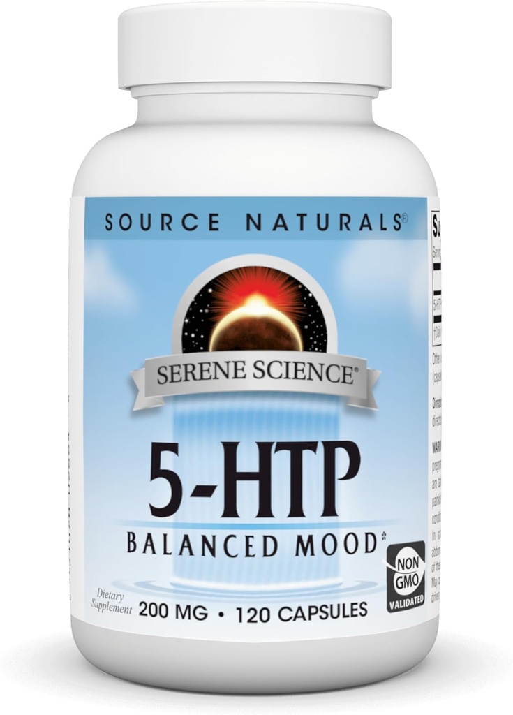 Source Naturals Serene Science 5-HTP, Balanced Mood*, non-GMO Dietary Supplement, 200 mg - 120 kapselia