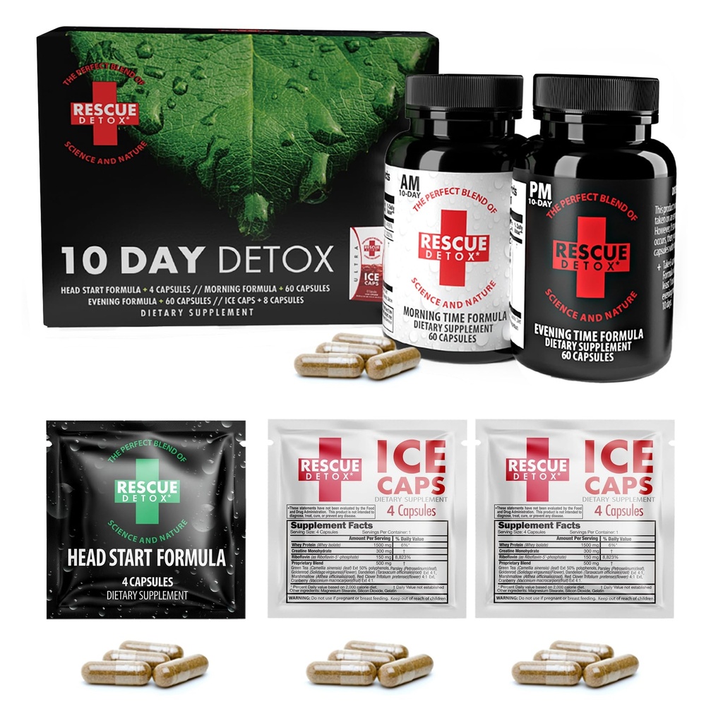 Rescue Detox 10 päivän pysyvä detox Kit - 132ct kapselit ...