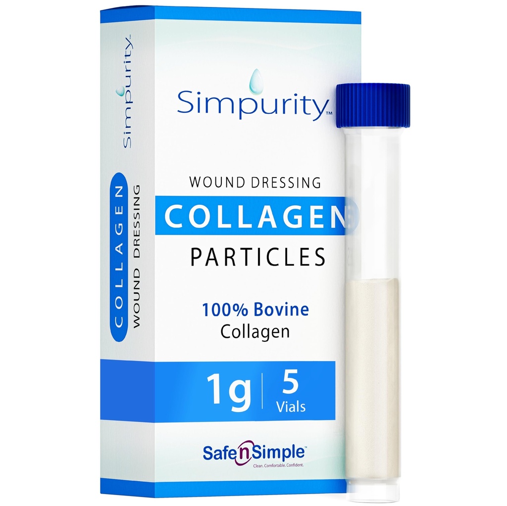 Powdered Collagen Wound Dressing - Box of Powder Vial 1g, 5 Pack - Haavojen hoito täydentää injektiopulloissa - Parannus Collagen Dressing for Wounds - Powder Collagen Haava Parannus täydentää