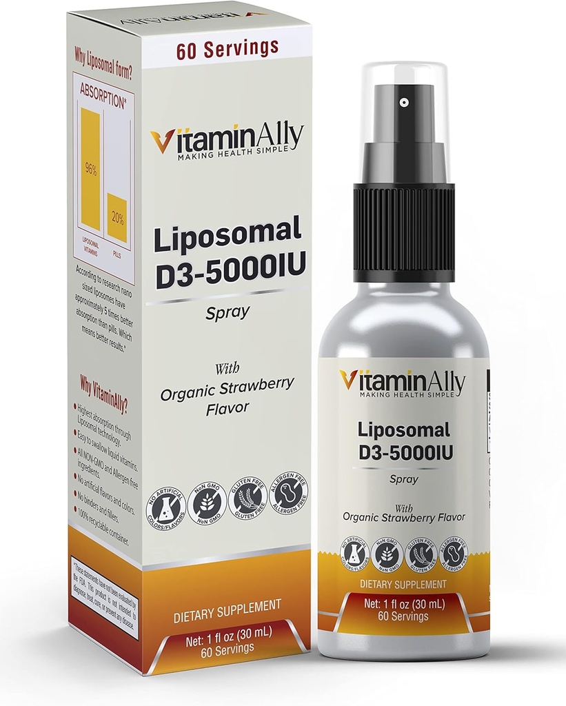 Liposomal Liquid Vitamiini D3-5000IU Suihku 2 Kuukauden Supply 