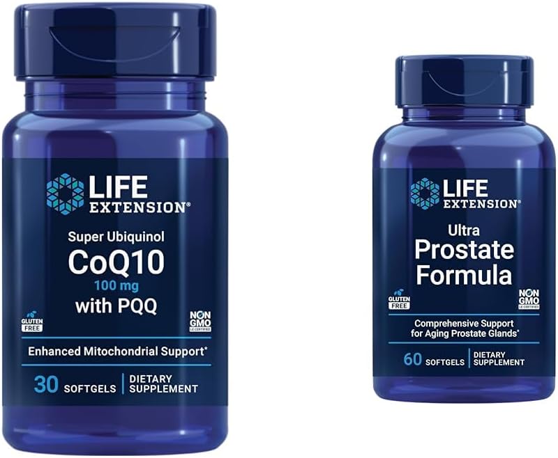 Life Extension Super Ubiquinol CoQ10 PQQ, CoQ10, PQQ & Ultra Prostate Formula, Saw Palmetto miehille, pygeum