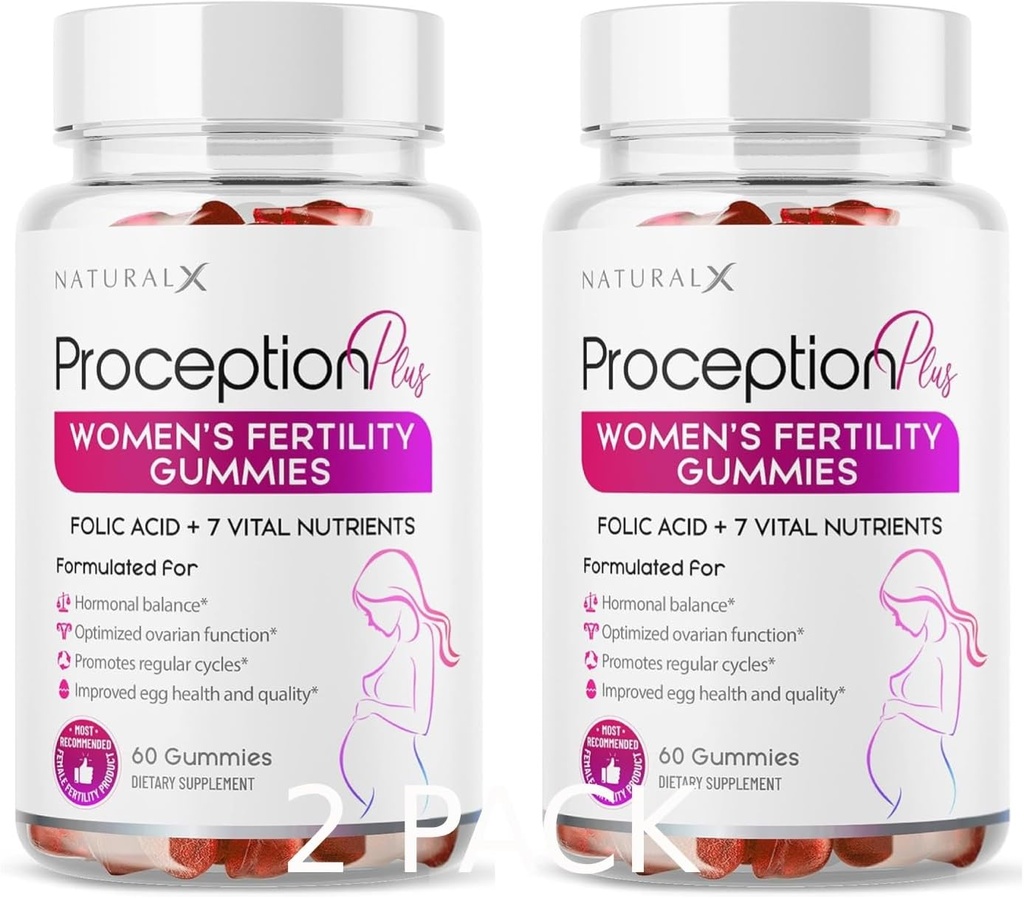 Hedelmällisyys Gummies naisille - Myo-inositoli, Foolihappo, Biotiini, B-vitamiinit - Inositoli täydentää naisten hedelmällisyys tuki, Hormonitasapaino, Ovulaatio, Prenatal Conception (60 Gummies, 2 Pack)