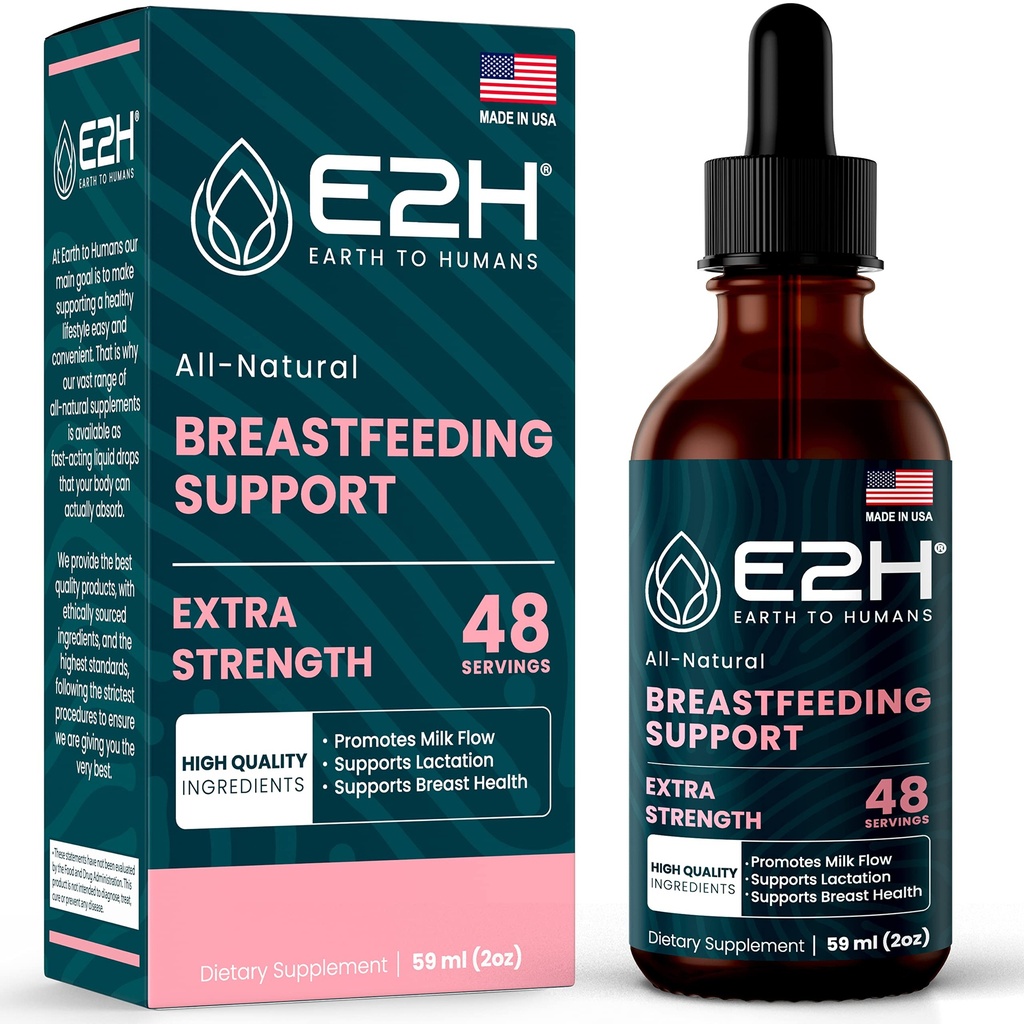 E2H Imetys lisäravinteet ja imetys tuki - nestemäinen imetys täydentää - sisältää Sarviapila, maito ohdake, Fenkoli ja enemmän - Ei alkoholia - Vegan - 2 Fl Oz
