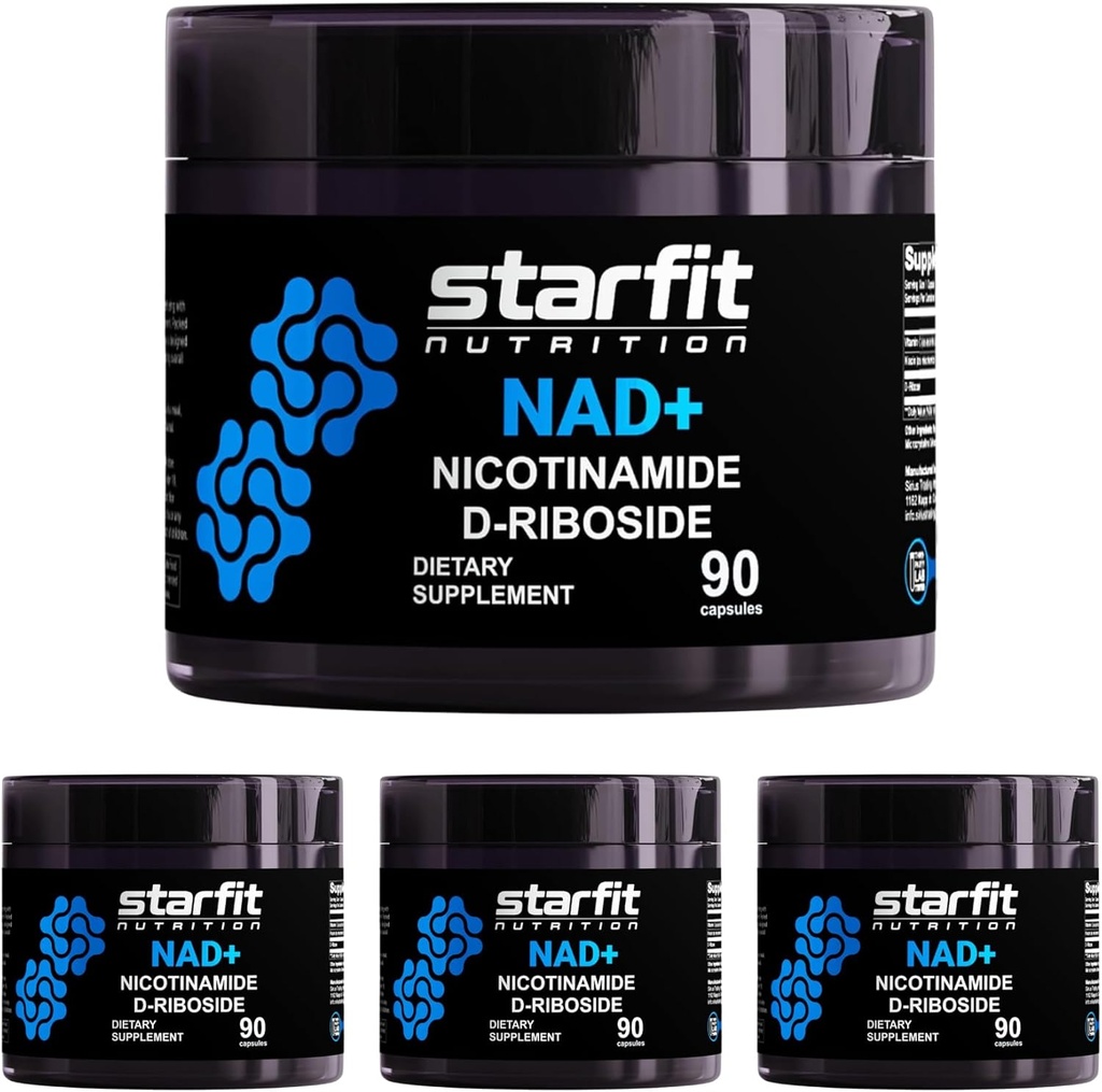 STARFIT - Nikotinamidi D-Ribosidi, Nikotinamidi Ribosidi NAD+:n tukemiseen Tasot, Focus- ja energialisä, aineenvaihduntatuki Nikotinamidi Ribosidi NAD- täydennysosa, 360 kapselia