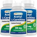 Paras Naturals Acetyl L-karnitiini (ALCAR) 500 mg, 120 kapselia, 120 tarjoilua - ei-GMO ja gluteeniton, 1 kapseli per tarjoilu (3 pakkaus)